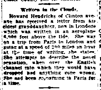 WOOD, Anita-HENDRICKS Written in the clouds - Freeman 23 Aug 1921